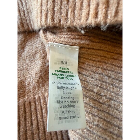 Aerie Tan Slouchy Crewneck Long Sleeve Sweater Size Medium - Picture 6 of 8